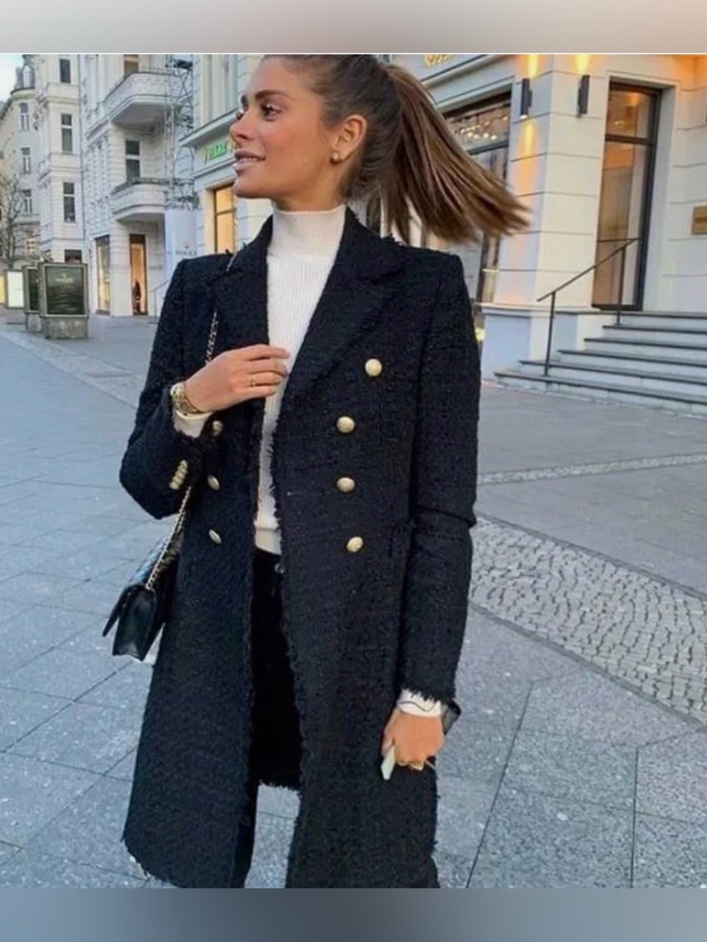 NWOT RARE ZARA GENUINE BLACK JACQUARD GOLD BUTTONS COAT JACKET -SIZE XS